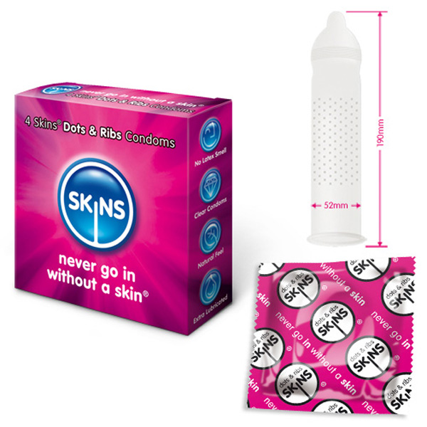 Skins Condoms Dots and Ribs 4 Pack Skins Condoms Dots and Ribs 4 Pack